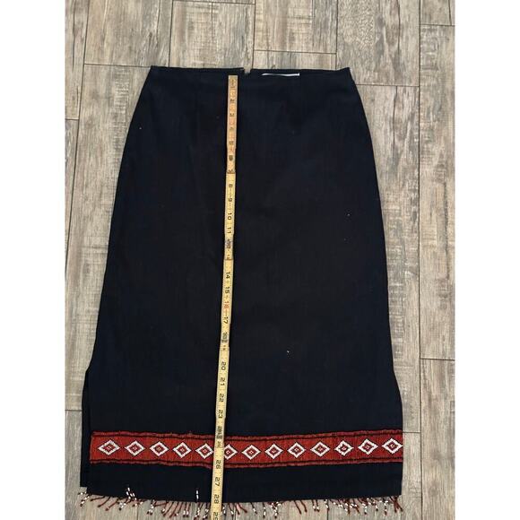 The Last Best Place Catalog Black Cotton Blend Fringe Bottom Skirt Size M - Picture 3 of 6